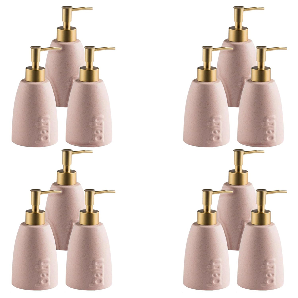 Kuber Industries Liquid Soap Dispenser | Handwash Soap Dispenser | Soap Dispenser for Wash Basin | Shampoo Dispenser Bottle | Bathroom Dispenser Bottle | 12 Piece | Pack of 4 | ZX044PK | 320 ml | Pink