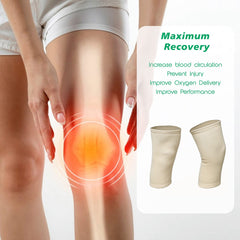 Kuber Industries Knee Cap | Cotton 4 Way Compression Knee Sleeves |Sleeves For Joint Pain | Sleeves For Arthritis Relief | Unisex Knee Wraps | Knee Bands |Size-M|1 Pair|Cream
