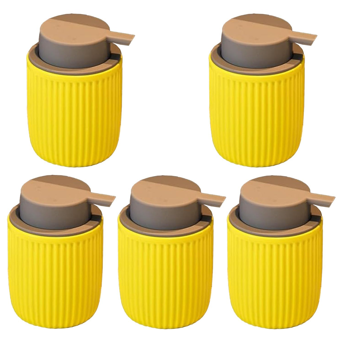 Kuber Industries Liquid Soap Dispenser | Handwash Soap Dispenser | Soap Dispenser for Wash Basin | Shampoo Dispenser Bottle | Bathroom Dispenser Bottle | Pack of 5 | JY00162YW | 320 ml | Yellow