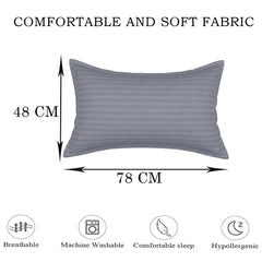 Heart Home Pillow Cover | Cotton Pillow Cover | Striped Pattern Pillow Cover | Soft Pillow Cover for Home | Pillow Cover for Bedroom | Set of 2 | Gray