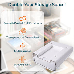 Kuber Industries Bottom Layer Large Drawer Storage Box|Plastic Cabinet Box For Storage|Pack of 4|White