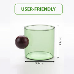 Kuber Industries 6 Pcs Borosilicate Glass Coffee Cups | Cup with Wooden Ball Handle | High Heat Resistant | Microwave and Dishwasher Safe | 120 ML | Pack of 3 | Green
