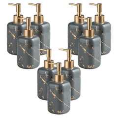 Kuber Industries Liquid Soap Dispenser | Handwash Soap Dispenser | Soap Dispenser for Wash Basin | Shampoo Dispenser Bottle | Bathroom Dispenser Bottle | 9 Piece | Pack of 3 |300 ml | Gray