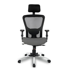 Kuber Industries Ergonomic Office Chairs for Work From Home | Comes with Manual Height Adjustable Armrest, Headrest & 2D Lumbar Support | Comfy Study Chair for Students with Wheels | Black