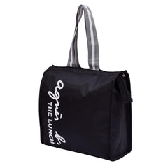 Kuber Industries Lunch Bag | Parachute Lunch Bag | Lunch Bag for Office | Lunch Bag for College | Lunch Bag for Adults | Zipper Lunch Bag with Handle | The Lunch Bag | Black