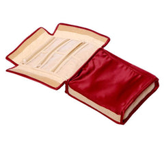 Kuber Industries Cotton Foldable Make Up Kit Cum Jewellery Kit Necklace Pouch (Maroon) -CTKTC039115