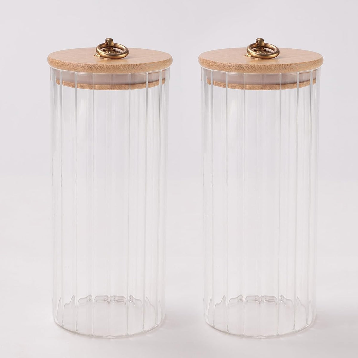 Urbane Home Borosilicate Glass Jar with Bamboo Lid | Kitchen Organizer Items & Storage | Multi-utility, Leakproof, Airtight Storage Jar for Cookies, Snacks, Tea, Coffee, Sugar | Set of 2 (1125ml)