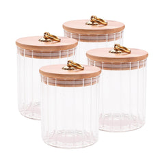 Urbane Home Borosilicate Glass Jar with Bamboo Lid | Kitchen Organizer Items and Storage | Multi-utility, Leakproof, Airtight Jar for Cookies, Snacks, Tea, Coffee, Sugar (530 ml) (Pack of 2)