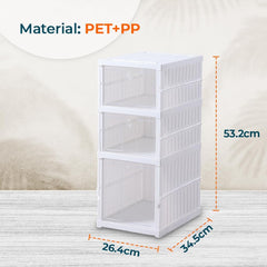 Kuber Industries 3 Layer Shoe Box for Storage|Multi-Purpose Plastic Shoe Rack|Installation Free Shoe Organizer|Pack of 6|White|