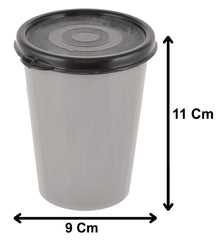 Heart Home Plastic Glass/Tumbler with Lid, 300ml- Set of 6 (Grey & Brown)-HS43HEARTH25691