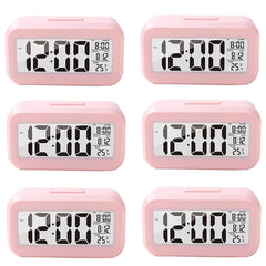 Kuber Industries ABS Battery Oprated Loud Digital Alarm Clock|Desk, Table Clock|Alarm Clock for Heavy Sleepers-Pack of 6 (Pink)