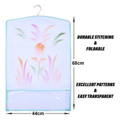 Heart Home Hanging Saree Cover | Brush Painting Pattern Saree Cover | Non-Woven Saree Covers for Home | Saree Cover with Small Transparent view | Pack of 6 | Green