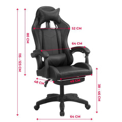 Kuber Industries Ergosmart PC Gaming Chairs with Wheels | Comes with Headrest, Lumbar Support Cushions & Footrest | Comfortable Chair for Long Sitting & Back Pain Relief | 2023-6F-BLK-Black