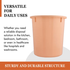 Kuber Industries Dustbin | Open Dustbin | Plastic Garbage Dustbin | Dustbin for Kitchen | Dustbin for Bathroom | Office Dustbin | Plain Sada Dustbin | 7 LTR | Peach