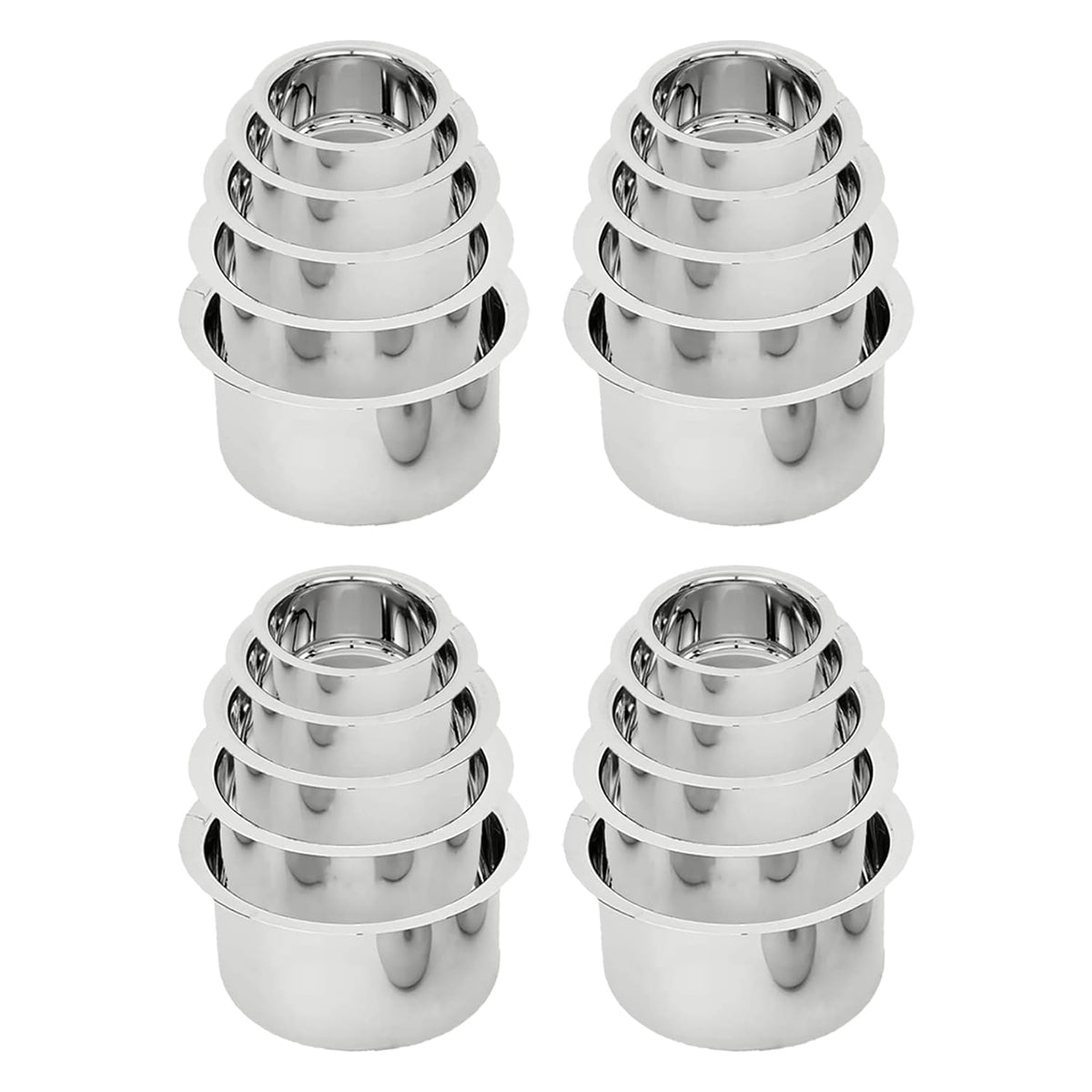 Kuber Industries Set of 5 Stainless Steel Tope Set (800ml, 1L, 1.4L, 1.9L and 2.4L) I Gas Stove and Induction Compatible I Triply Tope I Heavy Duty Gauge (Pack of 4)