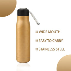 Kuber Industries Pack of 6 Vacuum Insulated Water Bottle | Stainless Steel Water Bottle | Hot & Cold Water Bottle | Leakproof, BPA Free, Rustproof | 550 ML | Brown