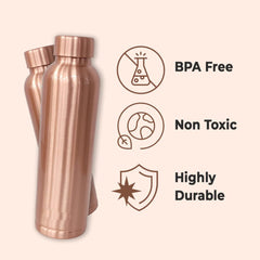 Kuber Industries Copper Water Bottle | BPA Free, Non Toxic | Leakproof, Durable & Lightweight | With Added Health Benefits of Copper | Ergonomic Design & Easy to Clean | Black| 950 ml (Pack Of 5)