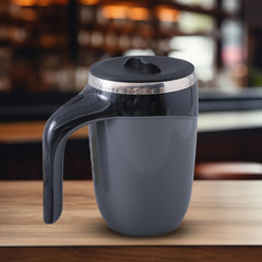 Kuber Industries Anti-Fall Insulated Coffee Mug with Suction Bottom | Leak-Proof Stainless Steel Tumbler | Coffee Mug with Lid and Handle | 500 ML | Black
