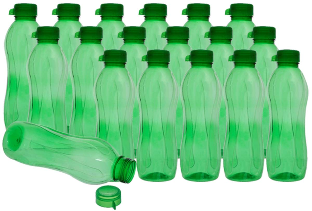Heart Home Plastic 18 Pieces Aqua Fridge Water Bottle With Lid (1000Ml, Green)- Heart3526