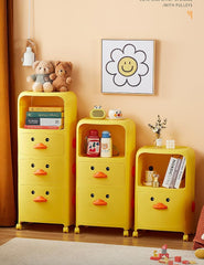 Homestic (Pack of 1) Duck Storage Rack | Large Capacity Trolley Rack For Living Room | Storage Rack For Books | Multipurpose Storage Trolley with Drawers & Wheels For Toys | 518-1 | Yellow