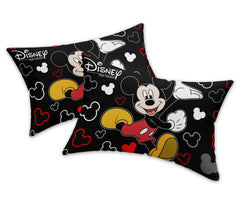 Kuber Industries Disney Mickey Print Silk Special Long Crush Pillow Cover- Set of 2, Black-KUBMART010047