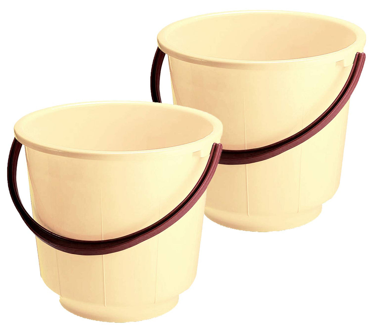 Kuber Industries 2 Pieces Unbreakable Strong Plastic Bathroom Bucket 13 LTR (Cream) -CTKTC037895