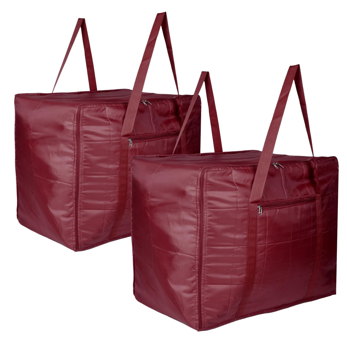 Heart Home Storage Attachi Bag | Parachute Travel Storage Bag | Underbed Storage Bag | Storage Organizer for Clothes | Zipper Closure Blanket Bag with Handle | Small | Pack of 2 | Maroon