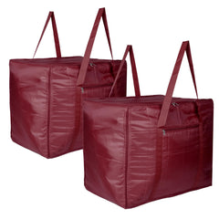 Heart Home Storage Attachi Bag | Parachute Travel Storage Bag | Underbed Storage Bag | Storage Organizer for Clothes | Zipper Closure Blanket Bag with Handle | Small | Pack of 2 | Maroon