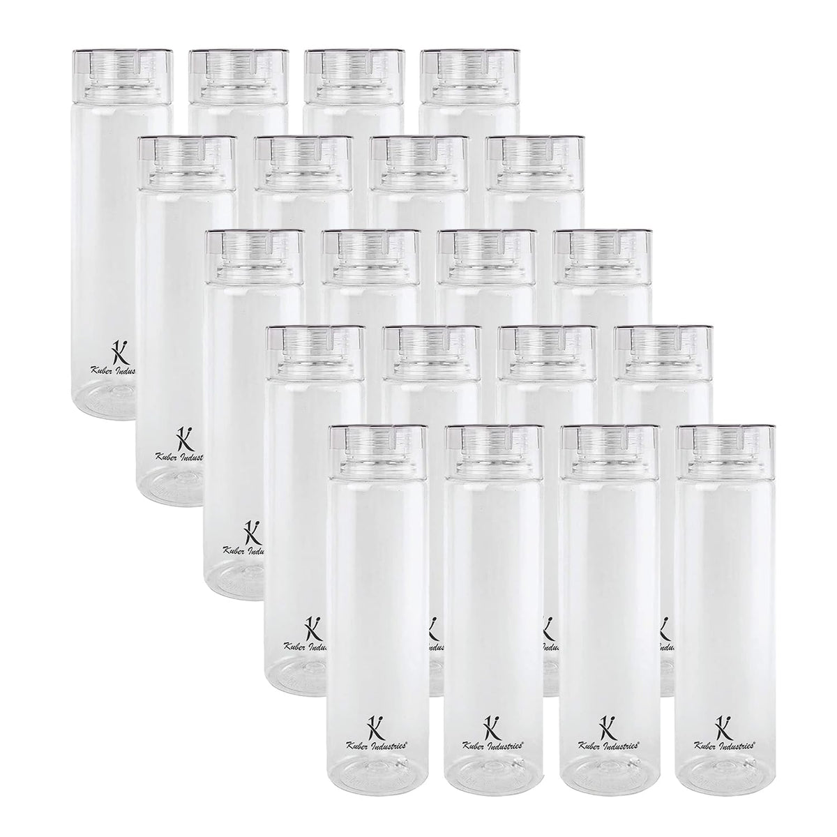 Kuber Industries BPA Free Plastic Water Bottles | Breakproof, Leakproof, Food Grade PET Bottles | Water Bottle for Kids & Adults | Plastic Bottle Set of 4 |Natural (Pack of 5)