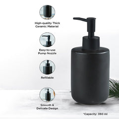 Homestic Liquid Soap Dispenser | Handwash Soap Dispenser | Soap Dispenser for Wash Basin | Shampoo Dispenser Bottle | Bathroom Dispenser Bottle | 350 ML | Black