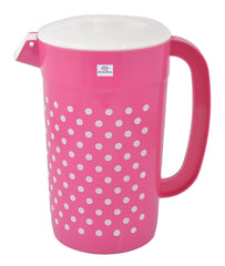 Heart Home Dot Printed Unbreakable Multipurpose Plastic Water Jug/Pitcher with Lid, 2.4 LTR. - Pack of 2 (Pink)-HS42KUBMART25207