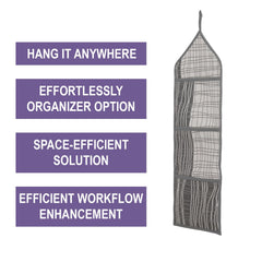 Heart Home Paper Holder | Foldable Hanging Organizer | PVC Lining Design Magazine Holder | Document Organizer | Wall Hanging Letter Holder with 3 Pocket | Pack of 2 | Gray