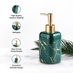 Heart Home Liquid Soap Dispenser | Handwash Soap Dispenser | Soap Dispenser for Wash Basin | Shampoo Dispenser Bottle | Bathroom Dispenser Bottle | 3 Piece |300 ml | Green