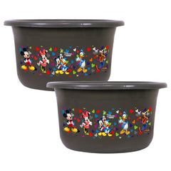 Heart Home Disney Bath Tub | Versatile Utility Gaint Tub | Plastic Bath Tub for Baby | Clothes Washing Tub For Bathroom | Feeding Pan Tub | TUB-25 LTR | Pack of 2 | Gray