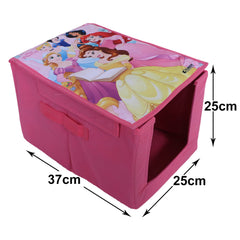 Kuber Industries Disney Princess Shirt Stacker|Wardrobe Organizer For Clothes|Non-Woven Wardrobe Organizer for Home With Lid|Pack of 2 (Pink)
