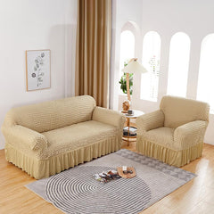 Kuber Industries Pack of 3 Sofa Cover | Single Seater Sofa Cover | Sofa Chair Cover | Couch Cover for Hall | Universal Sofa Slipcover | Elastic Spandex Sofa Cover for Living Room | OSSC005 | Beige