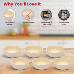 Kuber Industries 12 Pcs Ceramic Dinner Set | Dishwasher & Microwave Safe | Crockery Set for Dining & Gifting | 6 Pcs Dinner Plates & 6 Pcs Bowl | Cream