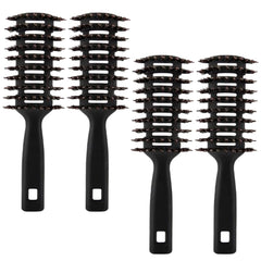 Kuber Industries Hair Brush | Flexible Bristles Brush | Hair Brush with Paddle | Quick Drying Hair Brush | Suitable For All Hair Types | Round Vented Hair Brush | Pack of 4 | C13-X-BLK | Black