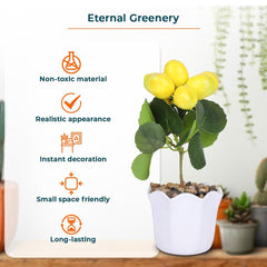 Kuber Industries Artificial Plants for Home D�cor|Natural Looking Indoor Fake Plants with Pot|Artificial Flowers for Decoration-Pack of 6 (Yellow)