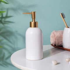 Heart Home Liquid Soap Dispenser | Handwash Soap Dispenser | Soap Dispenser for Wash Basin | Shampoo Dispenser Bottle | Bathroom Dispenser Bottle | 420 ML | White