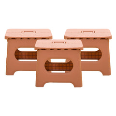 Kuber Industries (Set of 3) Small Folding Stool for Sitting - Plastic Foldable & Portable Step Stool for Kids - Pink