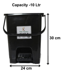 Kuber Industries Square Premium Plastic Pedal Dustbin with Lid for Home/Kitchen/Office 10 Ltr (Black & Yellow)-Pack of 2