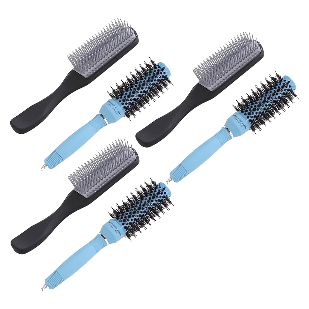 Kuber Industries Hair Brush | Bristles Brush | Hair Brush with Paddle | Sharp Hair Brush for Woman | Suitable For All Hair Types | TGX5232-C19BLK |Pack of 6|Ice Blue & Black