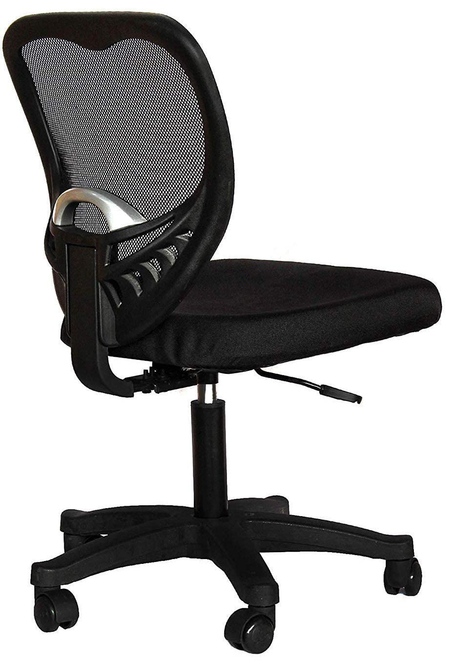 Kuber Industries Ergonomic Office Chairs for Work From Home | Comes with Manual Height Adjustable, Armrest & 2D Lumbar Support | Comfy Study Chair for Students with Wheels | Black