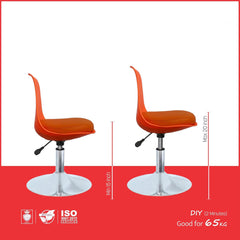 Kuber Industries Revolving Curvy Mini Bar Stool Chair for Kitchen with Leather Seat & 360 Swivel | 20 inch Height Adjustable Kiddle Food & Study Chair for Baby | Kids Counter Stools | Red
