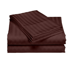 Kuber Industries 2 Pieces Cotton Luxurious Satin Striped Pillow Cover Set-17"x27" (Brown) - CTKTC40339, 200 TC