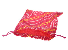 Kuber Industries Multiuses Lehriya Print Potli Bag for women With Drawstring Set of 4 (Assorted)