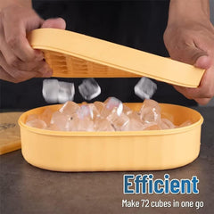 Kuber Industries Pack of 6|2 Layer Ice Cube Tray with Lid | Ice Cube Storage Box with Ice Scoop | 72 Ice Cube Molds for Freezing | One-Press Demolding | BPA Free | Yellow