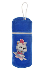 Kuber Industries Cartoon Printed Soft Velvet Stretchable Baby Feeding Bottle Cover With Easy to Hold Strap, Pack of 2 (Blue & Red)