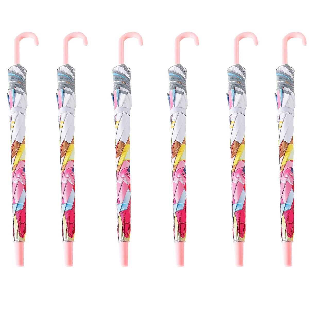 Kuber Industries Disney Princess Print Umbrella For Kids|Automatic Umbrella For Rain-Pack of 6 (Multi)